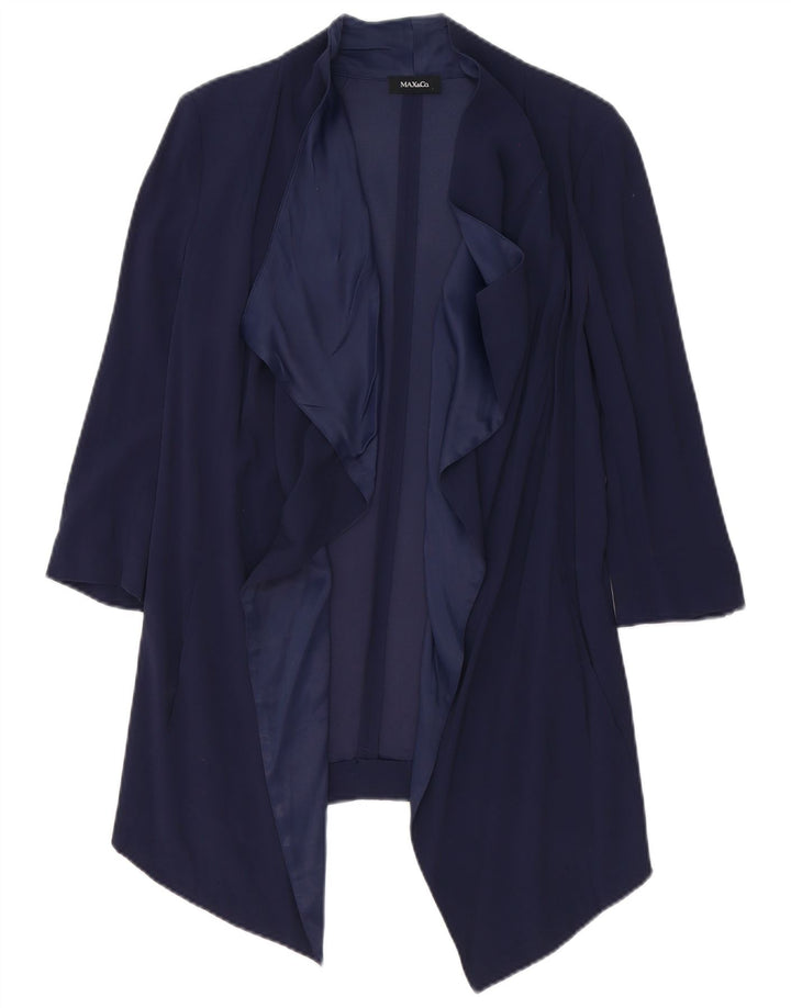Max & Co. Chaqueta tipo blazer abierta de manga 3/4 para mujer UK 6 XS Viscosa azul marino