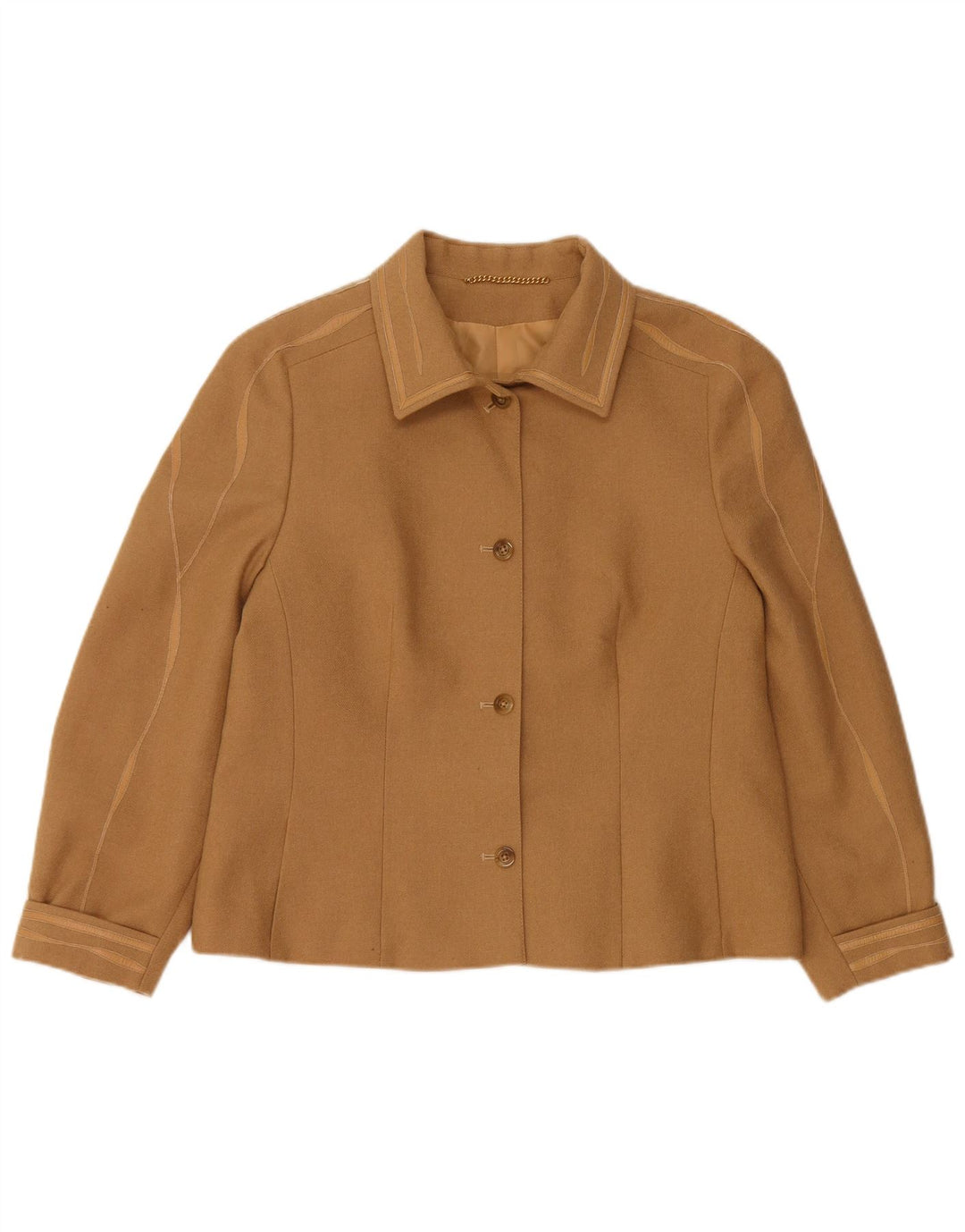 COJANA Chaqueta Blazer de 4 Botones para Mujer UK 46 Grande Lana Beige