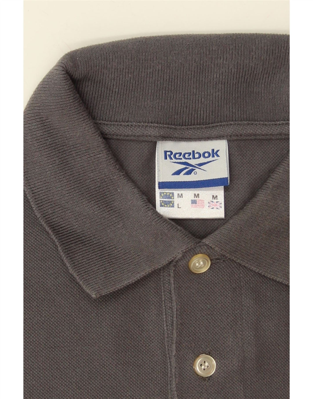 REEBOK Mens Polo Shirt Medium Grey Cotton Vintage Reebok and Second-Hand Reebok from Messina Hembry 