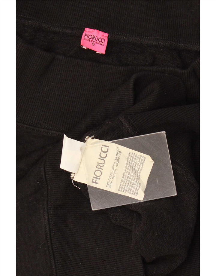 Fiorucci Sudadera gráfica para mujer Jumper UK 10 Small Black Cotton