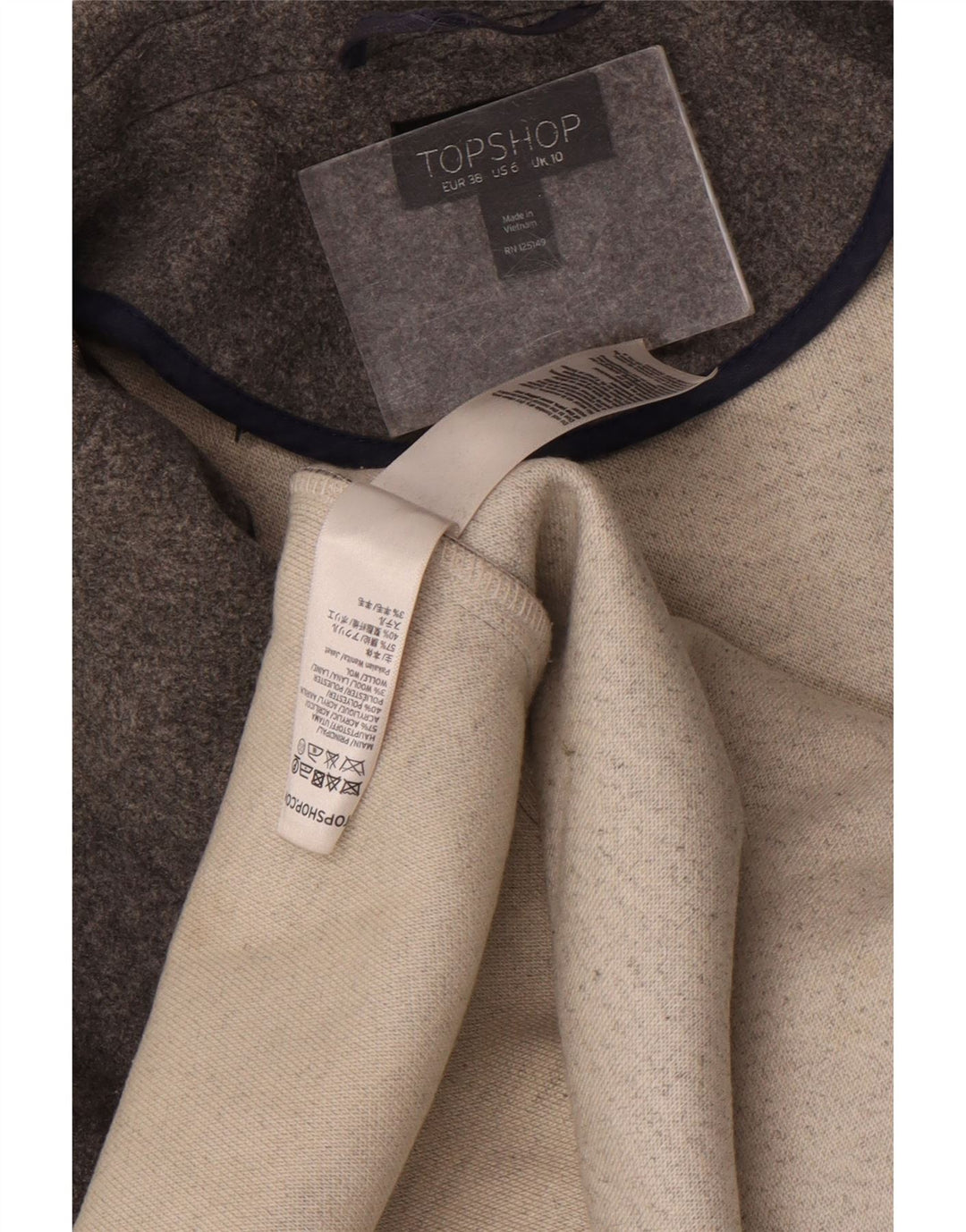 Topshop Abrigo extragrande para mujer Reino Unido 10 Pequeño Acrílico moteado gris