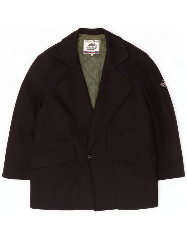 Vintage Mens Overcoat IT 52 XL Navy Blue Wool