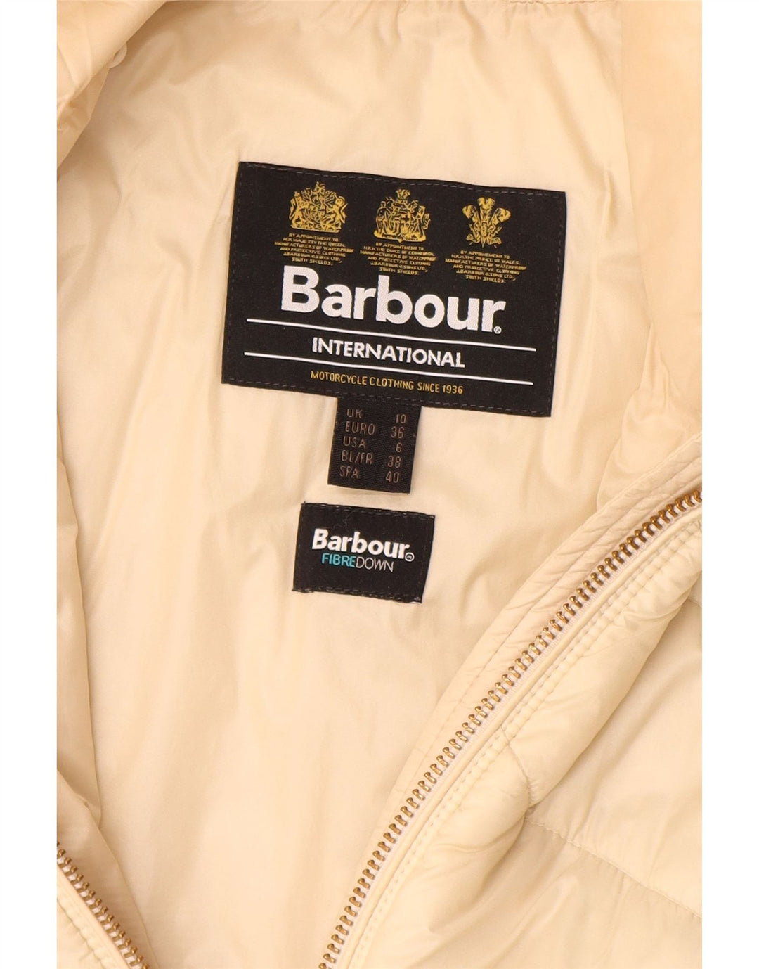 BARBOUR Chaqueta acolchada para mujer UK 10 Small Beige Poliamida