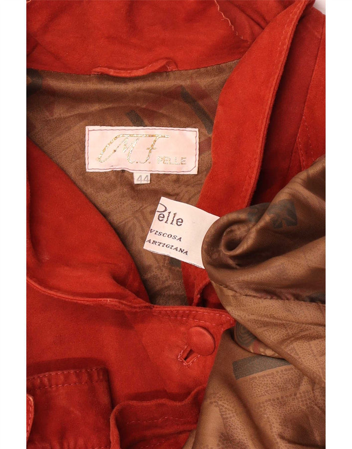 Vintage mujer chaqueta de ante de gran tamaño IT 44 cuero rojo medio
