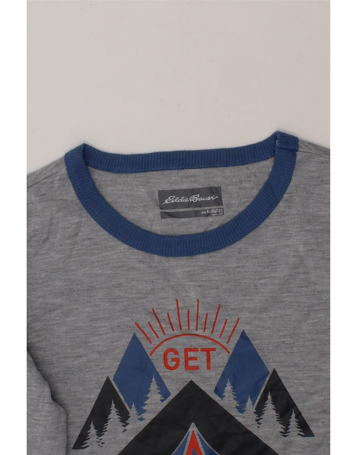 EDDIE BAUER Boys Graphic Top Long Sleeve 10-11 Years Medium  Grey Nature Vintage Eddie Bauer and Second-Hand Eddie Bauer from Messina Hembry 
