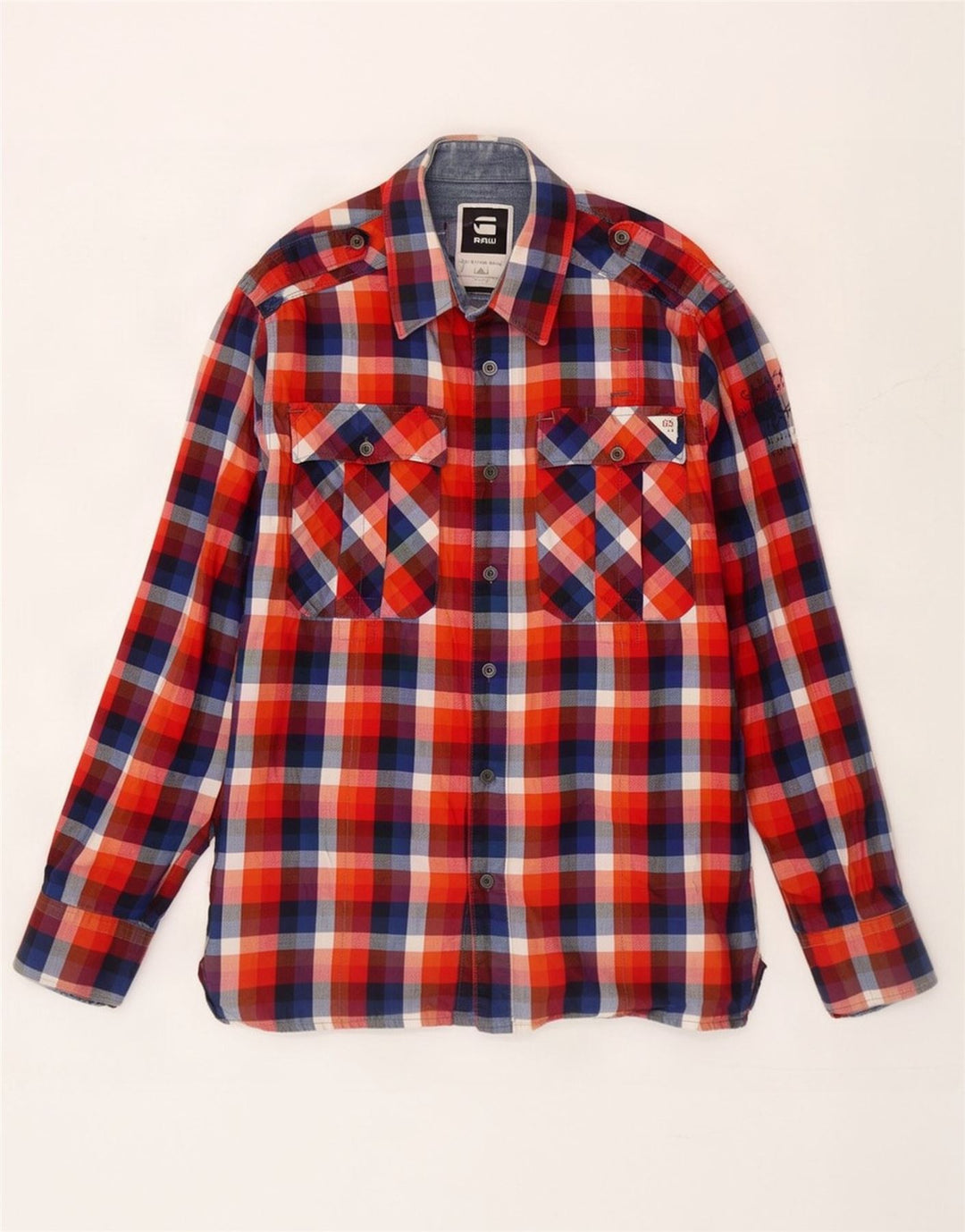 Camisa G-Star Hombre Grande De Algodón Con Cuadros Multicolores