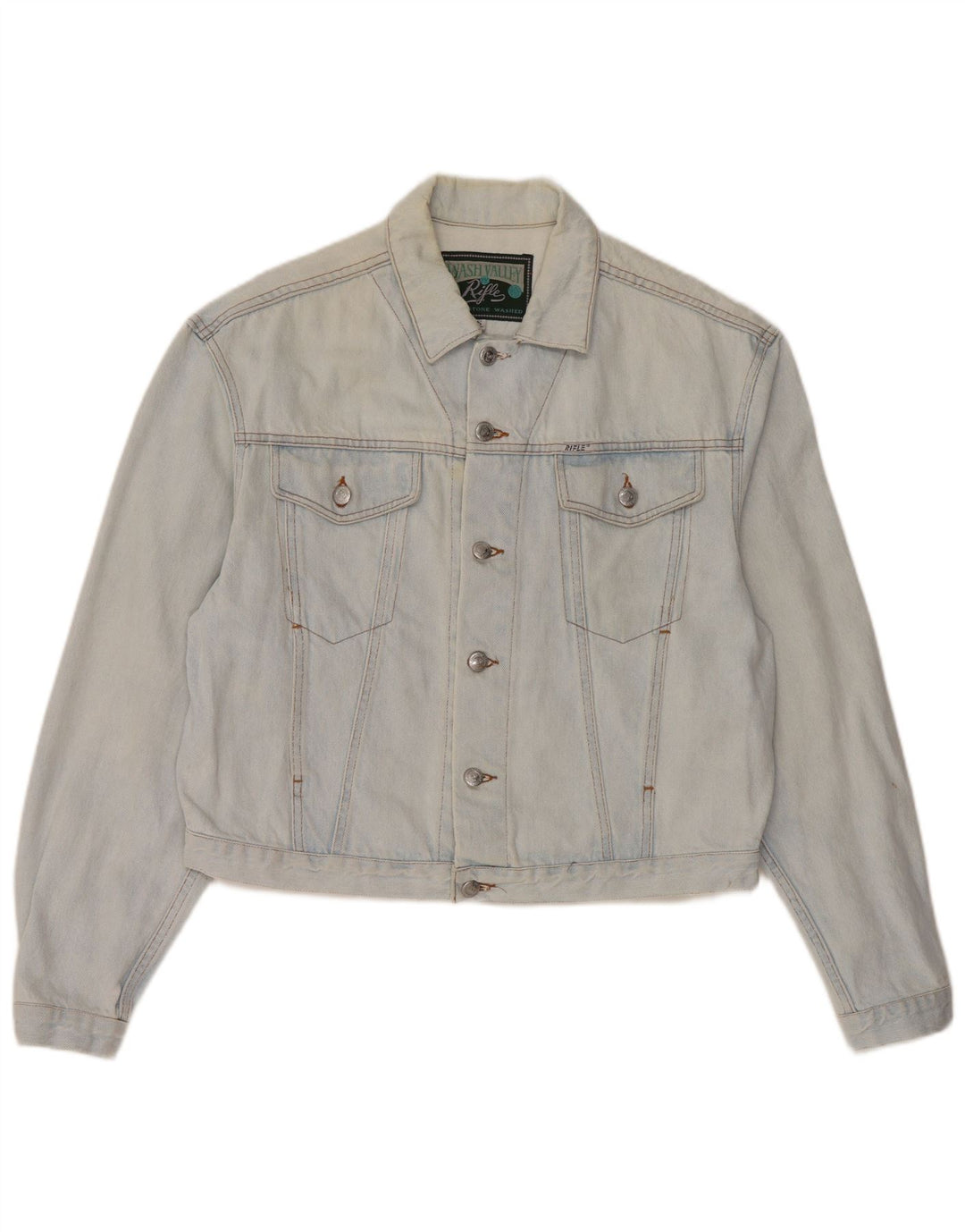 RIFLE Chaqueta vaquera extragrande para mujer UK 10 Small Blue Cotton