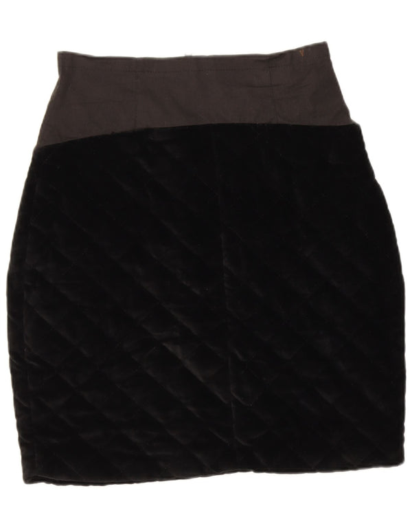 Vintage mujer cintura alta lápiz falda US 2 XS W24 algodón negro