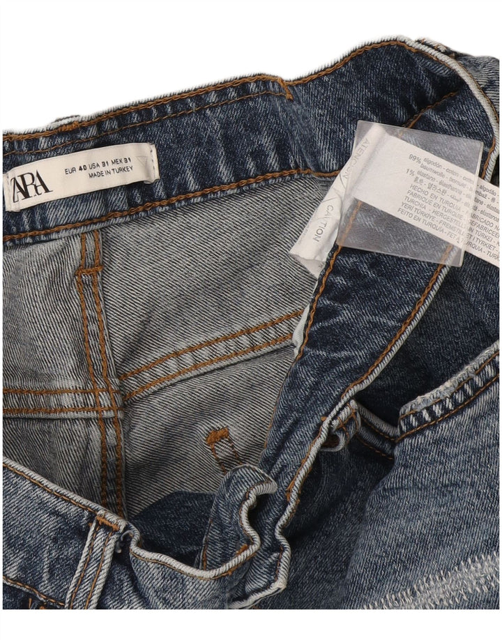 Zara Pantalones cortos de mezclilla desgastados para hombre EU 40 Medium W31 Algodón azul
