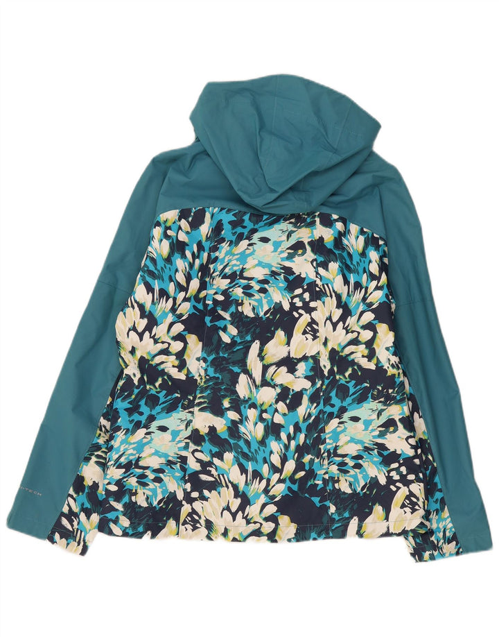 Columbia Chaqueta cortavientos con capucha para mujer UK 40 Poliéster floral azul pequeño