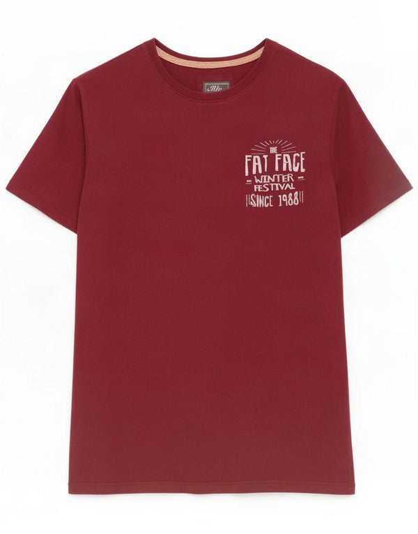 Fat Face Mens Graphic T-Shirt Top Medium Burgundy Cotton