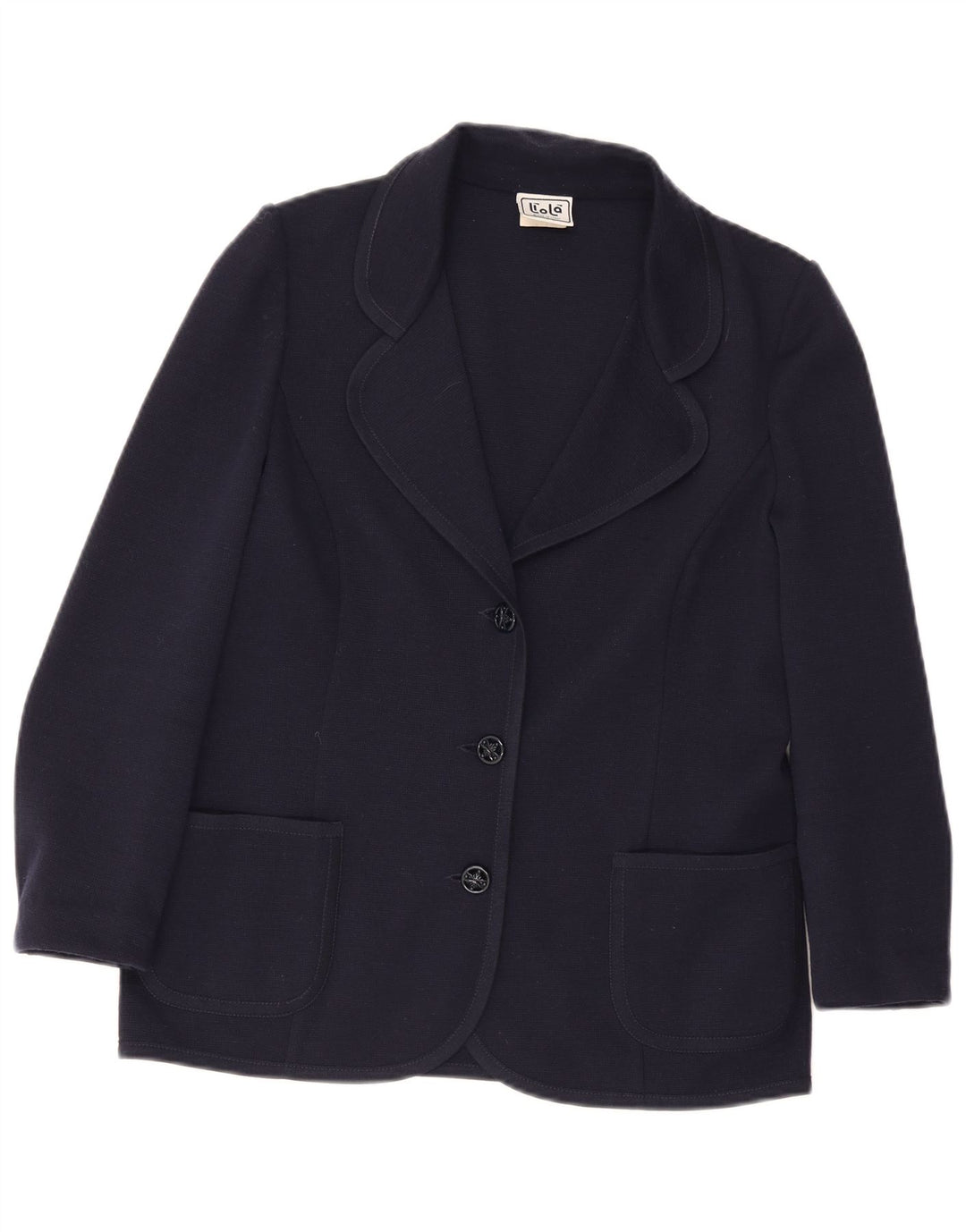 Liola Chaqueta Blazer de 3 Botones para Mujer UK 38 Mediana Lana Azul Marino