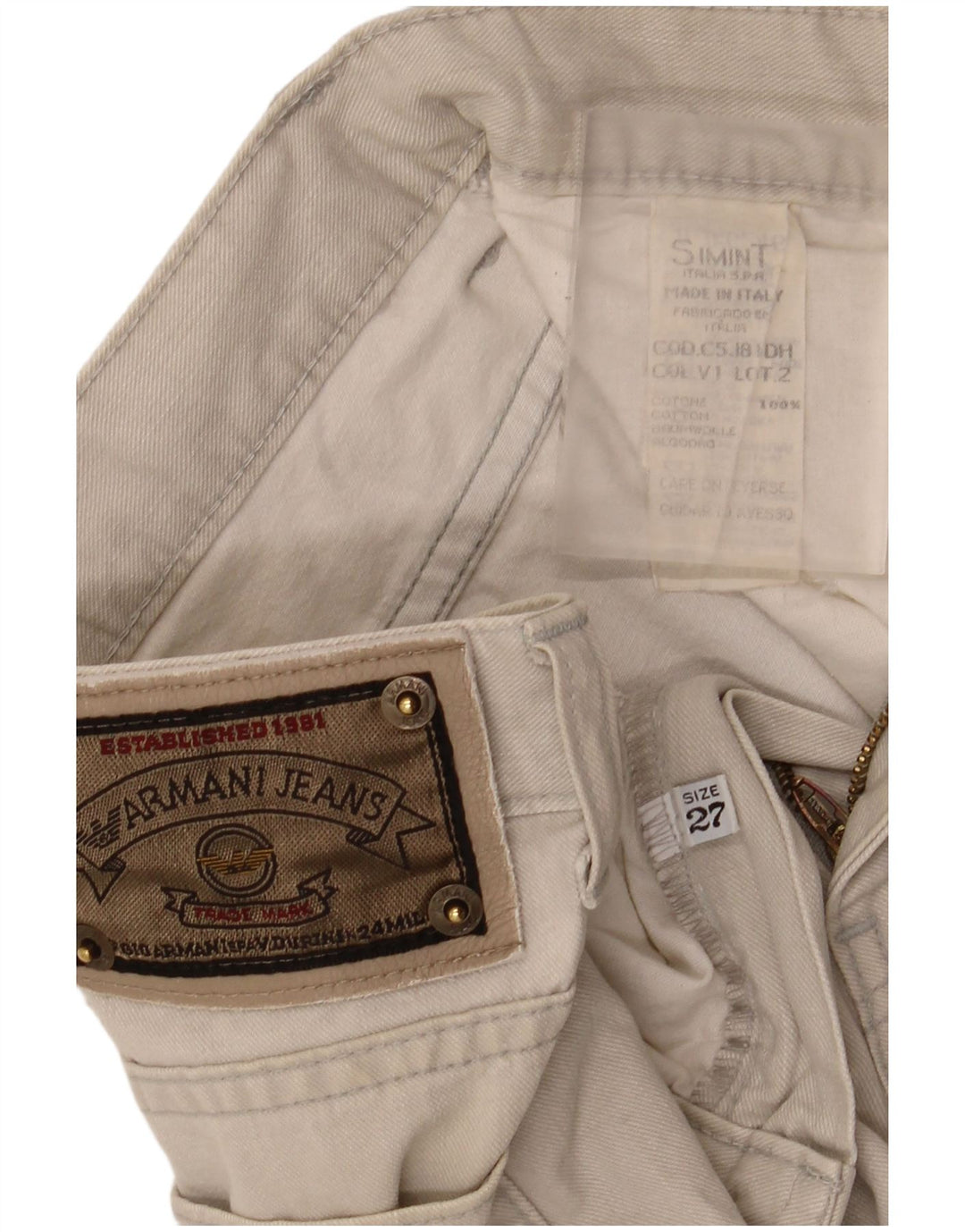 Jeans Armani Mujer Cónicos W27 L26 Algodón Gris