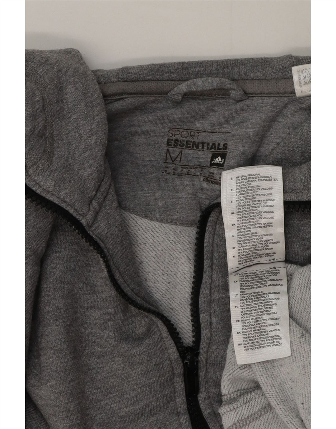 Adidas - Sudadera con capucha y cremallera para hombre, algodón gris medio