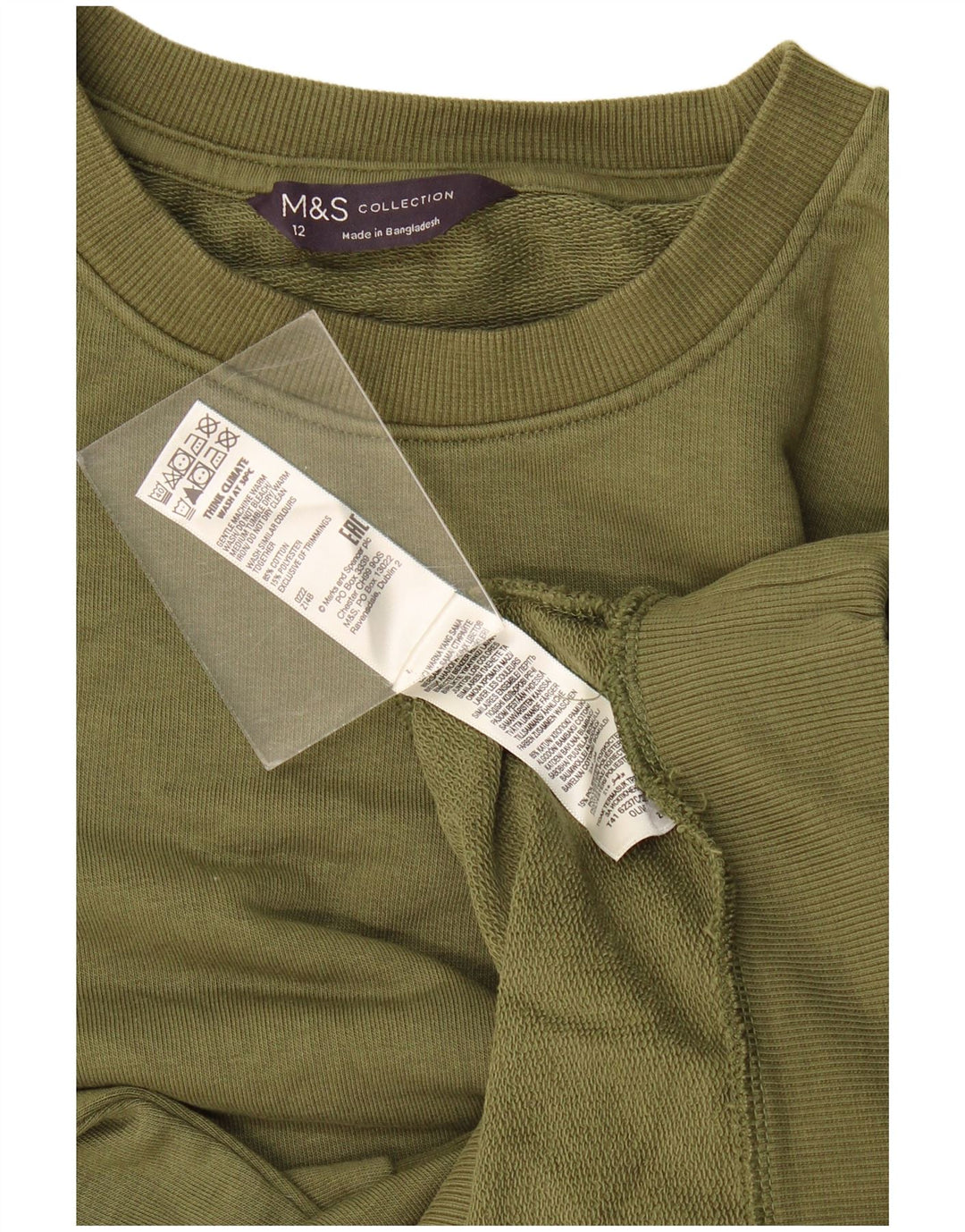 Marks & Spencer Sudadera para mujer Jumper UK 12 Medium Khaki Cotton