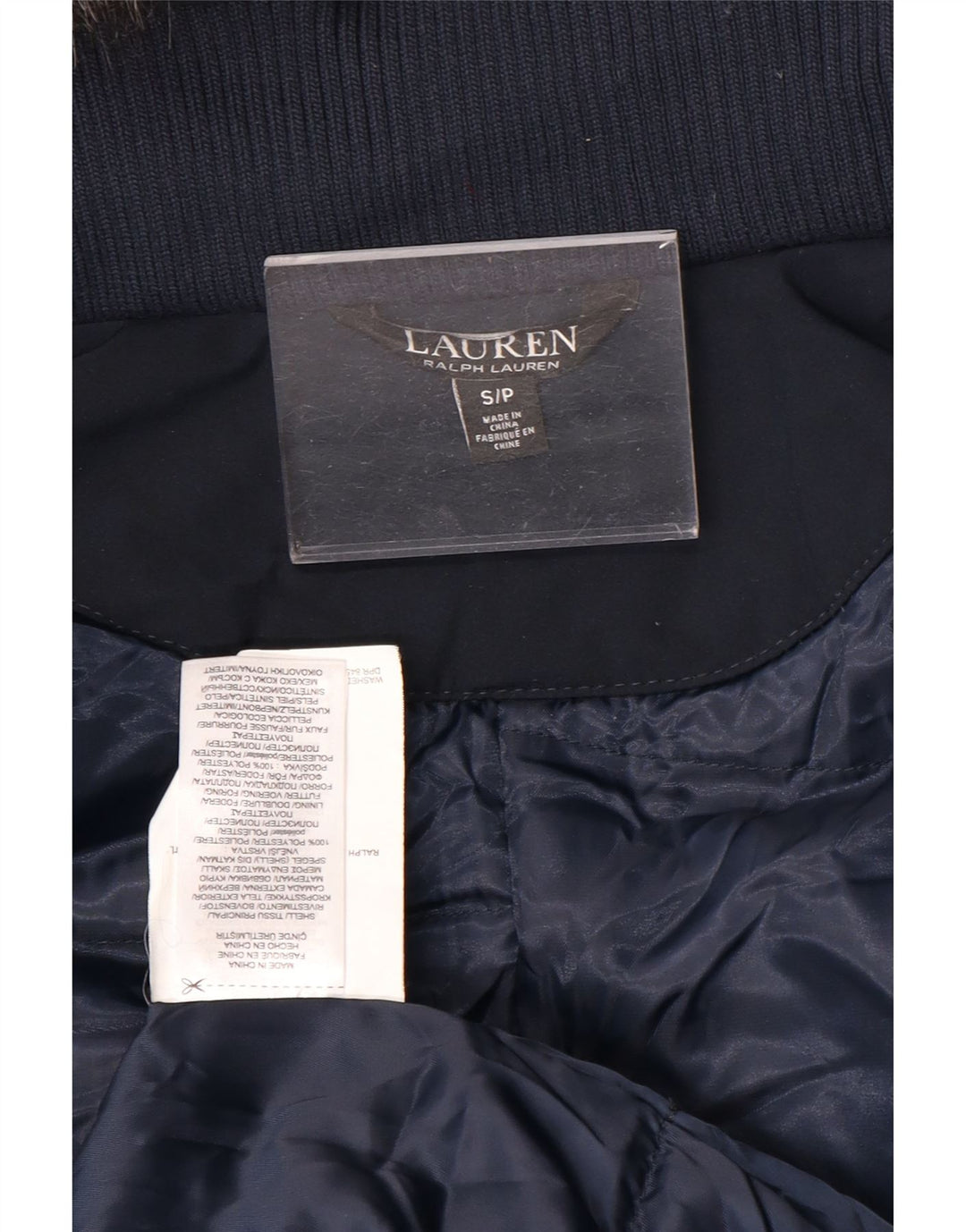 Ralph Lauren Chaqueta Parka con Capucha para Mujer UK 10 Small Poliéster Azul Marino