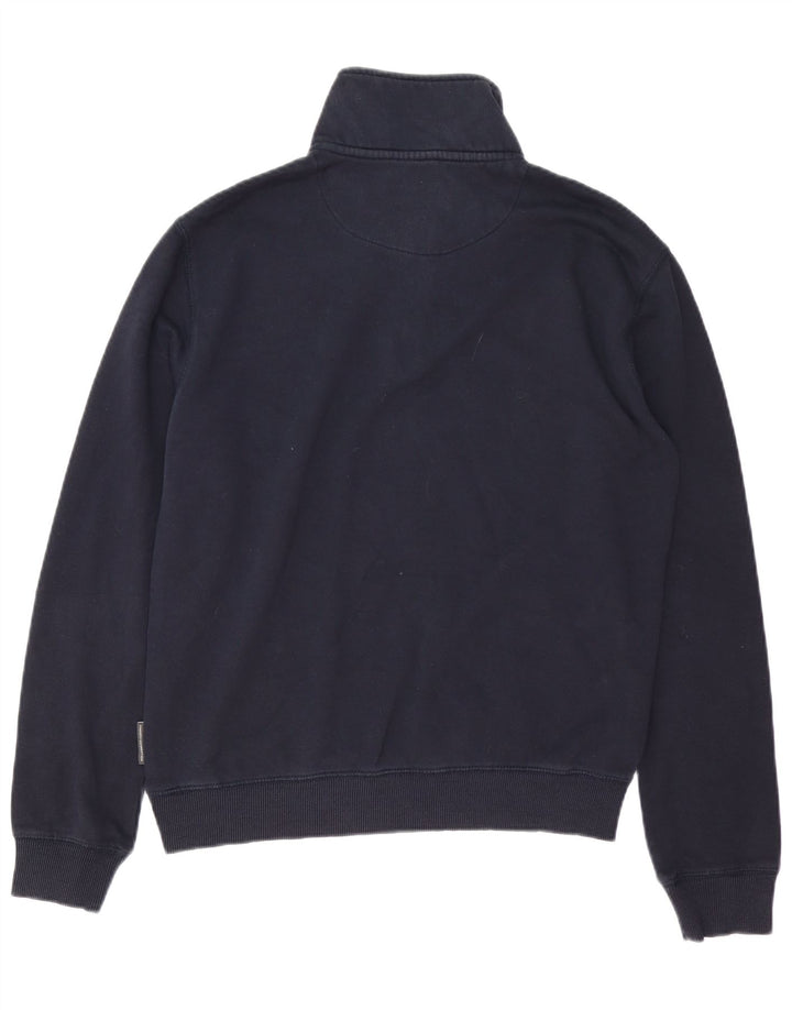 FRENCH CONNECTION Sudadera con cuello y cremallera para hombre Jersey de algodón azul marino mediano