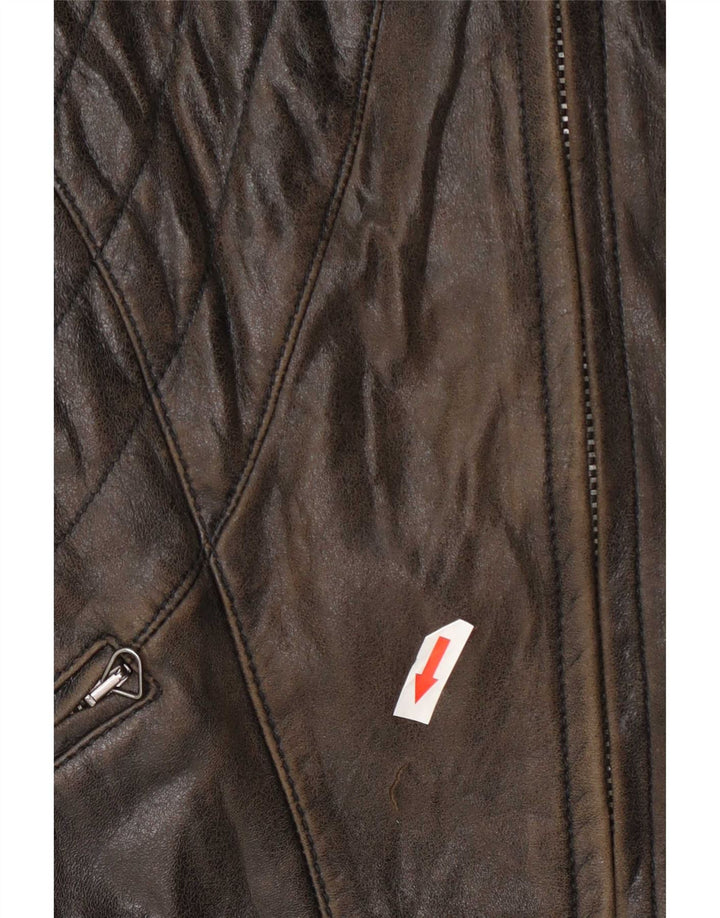 Trussardi Chaqueta Biker de Cuero para Mujer UK 44 Marrón Medio