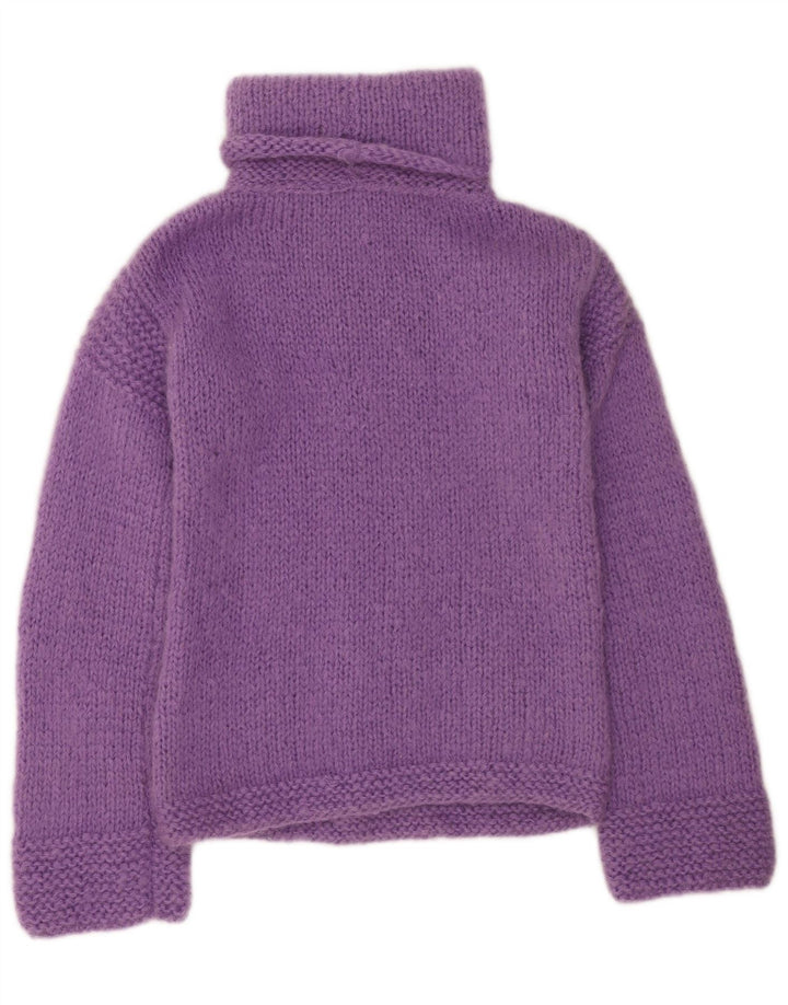 Vintage mujer rollo cuello jersey suéter Reino Unido 12 lana púrpura mediana