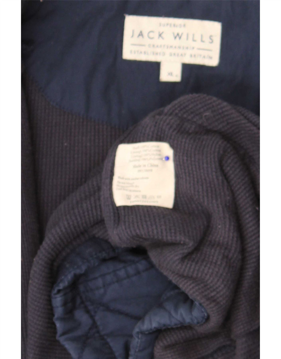 Jack Wills Chaqueta acolchada para hombre UK 42 XL Algodón azul marino
