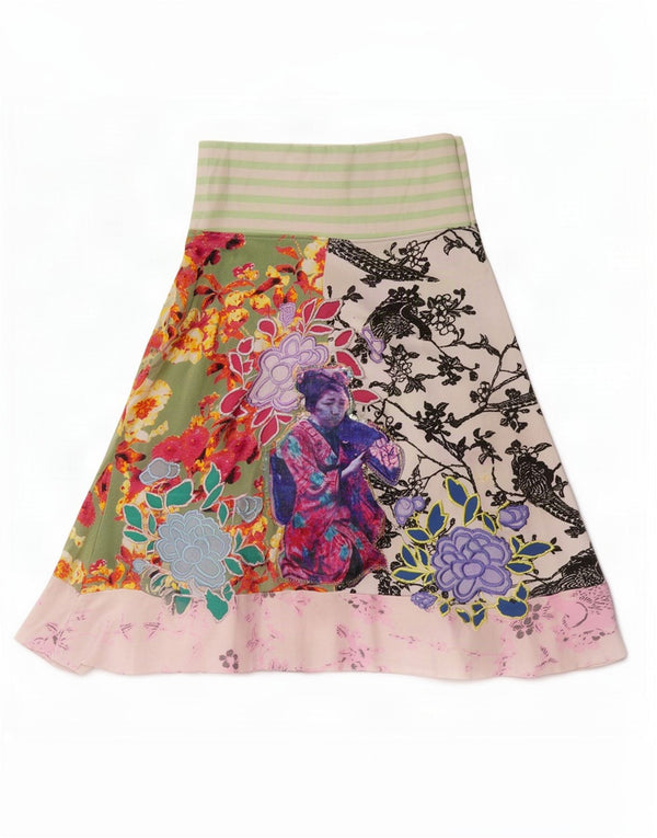 Desigual Mujer Falda Acampanada Gráfica XS W26 Algodón Floral Multicolor