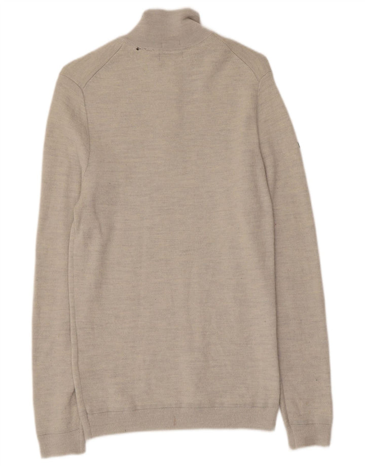 SUPERDRY Jersey con cuello y cremallera para hombre XS Lana gris