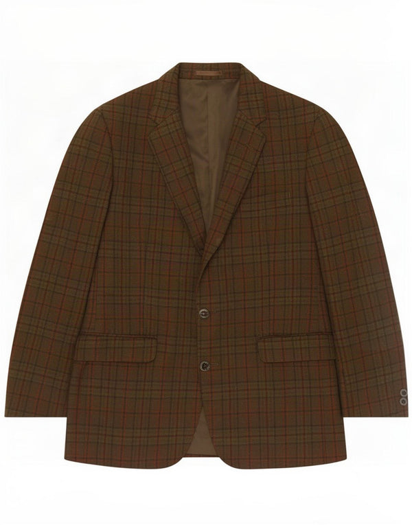 Centaur Chaqueta tipo blazer de 2 botones para hombre UK 38 Medium Khaki Check Wool