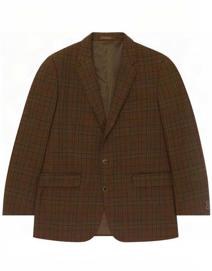 Centaur Chaqueta tipo blazer de 2 botones para hombre UK 38 Medium Khaki Check Wool