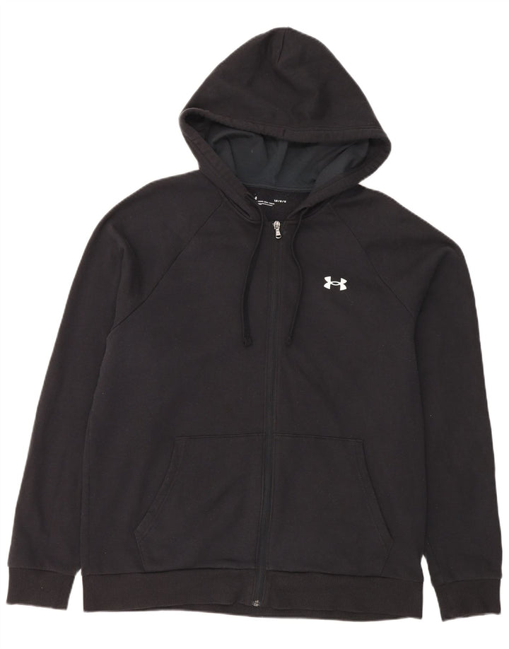 Under Armour Sudadera con capucha y cremallera para hombre, talla grande, algodón negro