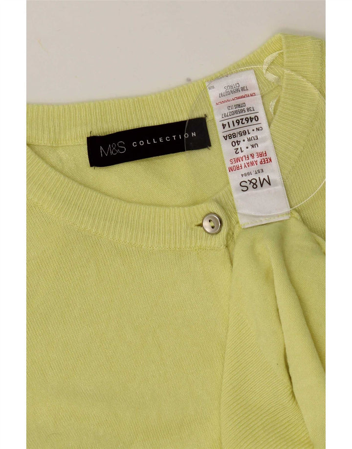 Marks & Spencer Suéter tipo cárdigan para mujer UK 12 Viscosa amarilla mediana