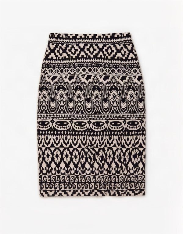 Falda lápiz vintage para mujer EU 38 Mediana W30 Poliéster geométrico negro