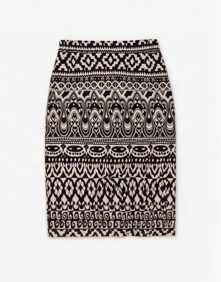 Falda lápiz vintage para mujer EU 38 Mediana W30 Poliéster geométrico negro