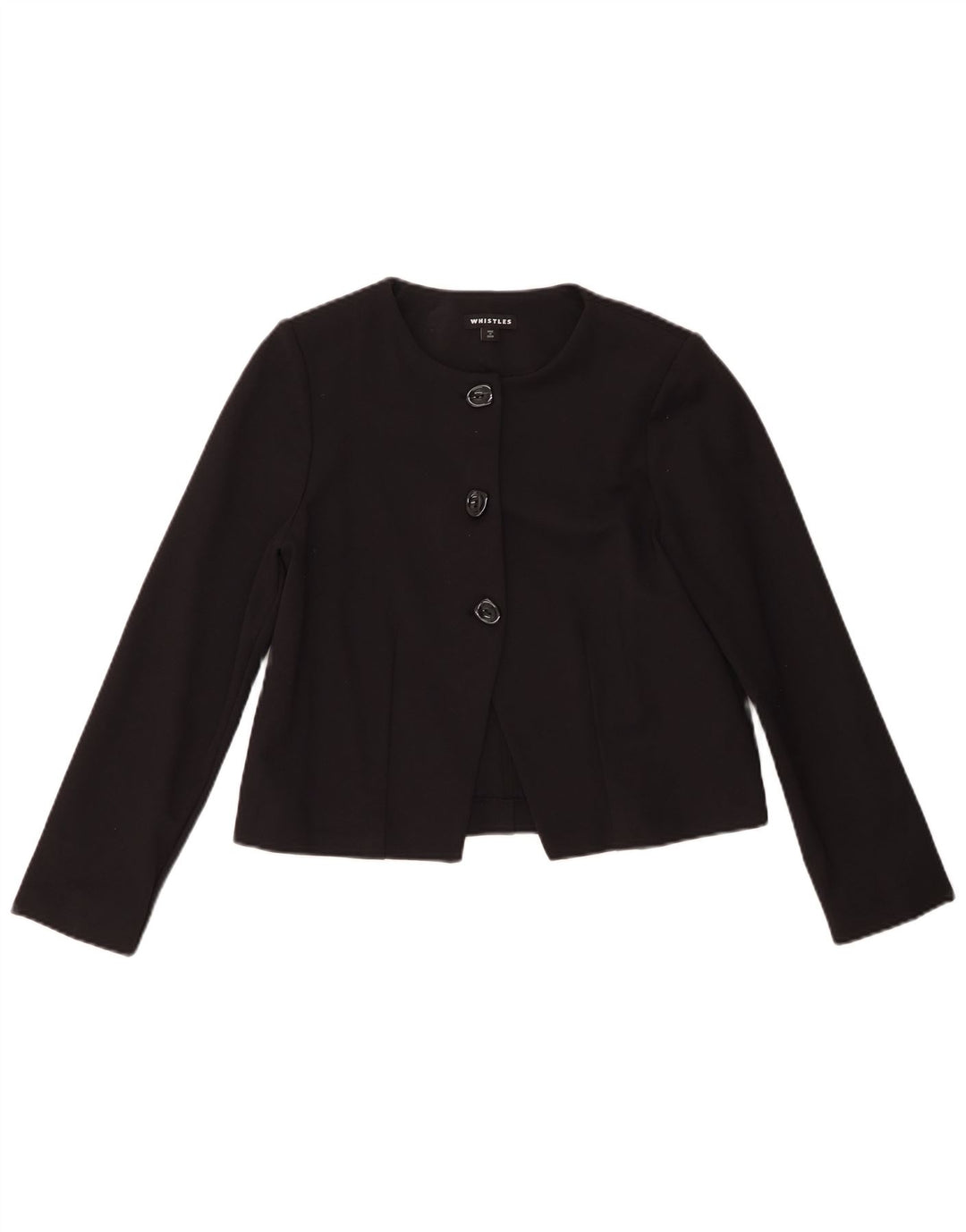 Whistles Chaqueta tipo blazer corta con 3 botones para mujer UK 10 Small Viscosa negra