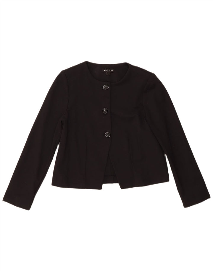 Whistles Chaqueta tipo blazer corta con 3 botones para mujer UK 10 Small Viscosa negra