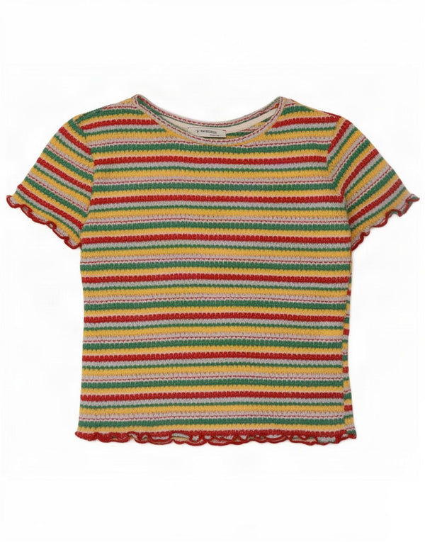 Zara Mujer Trafaluc Crop Blusa Top UK 8 Small Multicolor Rayas