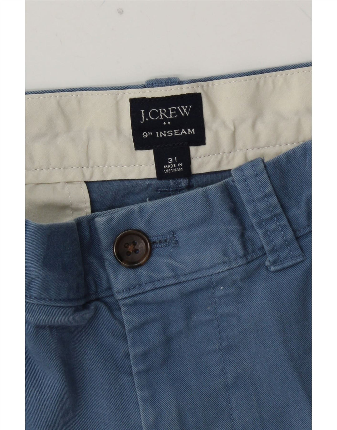 J. CREW Pantalones cortos chinos para hombre W31 Algodón azul medio