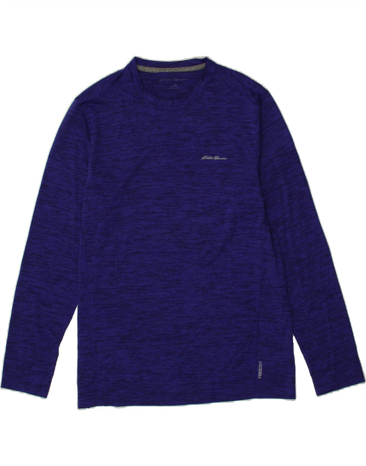 EDDIE BAUER Mens Top Long Sleeve Medium Navy Blue Flecked Polyester Vintage Eddie Bauer and Second-Hand Eddie Bauer from Messina Hembry 