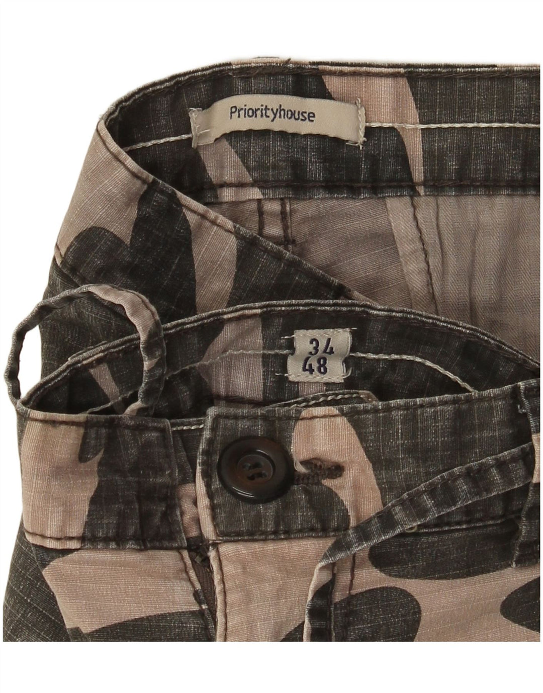 VINTAGE Pantalones cortos cargo para hombre W34 Algodón de camuflaje caqui grande