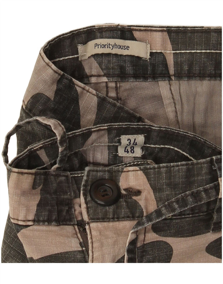 VINTAGE Pantalones cortos cargo para hombre W34 Algodón de camuflaje caqui grande