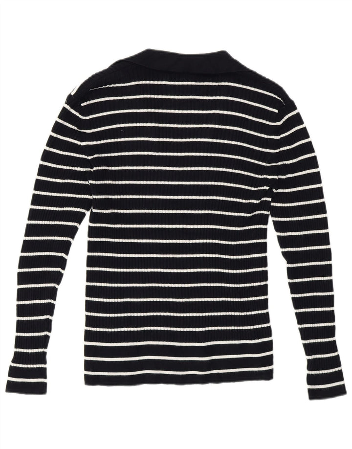 Marks & Spencer Suéter tipo jersey con cuello tipo polo para mujer UK 44 Rayas azules medianas