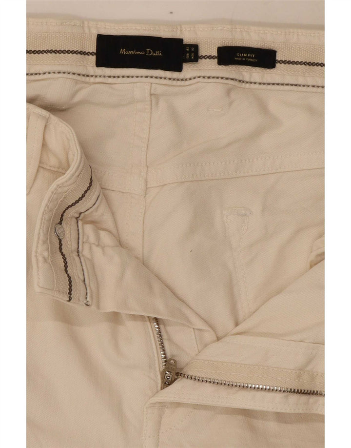 Massimo Dutti Vaqueros Slim Mujer EU 42 Large W32 L31 Algodón Blanco