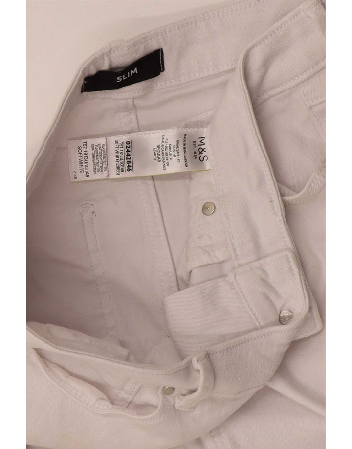 Marks & Spencer Vaqueros ajustados para mujer UK 12 Medium W30 L27 Algodón blanco