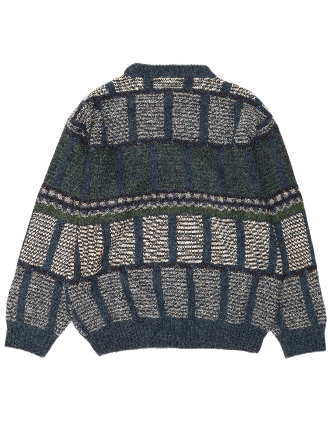 Vintage hombres cuello redondo jersey suéter IT 48 medio multicolor geométrico