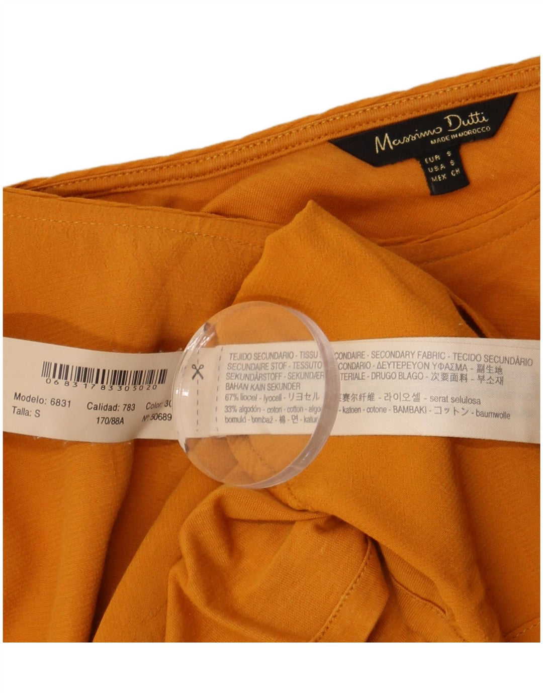 Massimo Dutti Blusa Manga Larga Mujer UK 10 Small Lyocell Amarillo