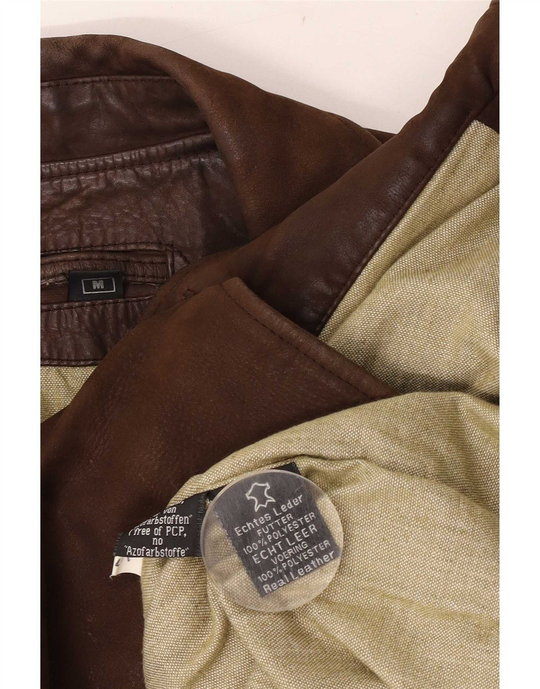 Vintage hombres sueltos ajuste 3 botones cuero blazer chaqueta Reino Unido 38 marrón medio