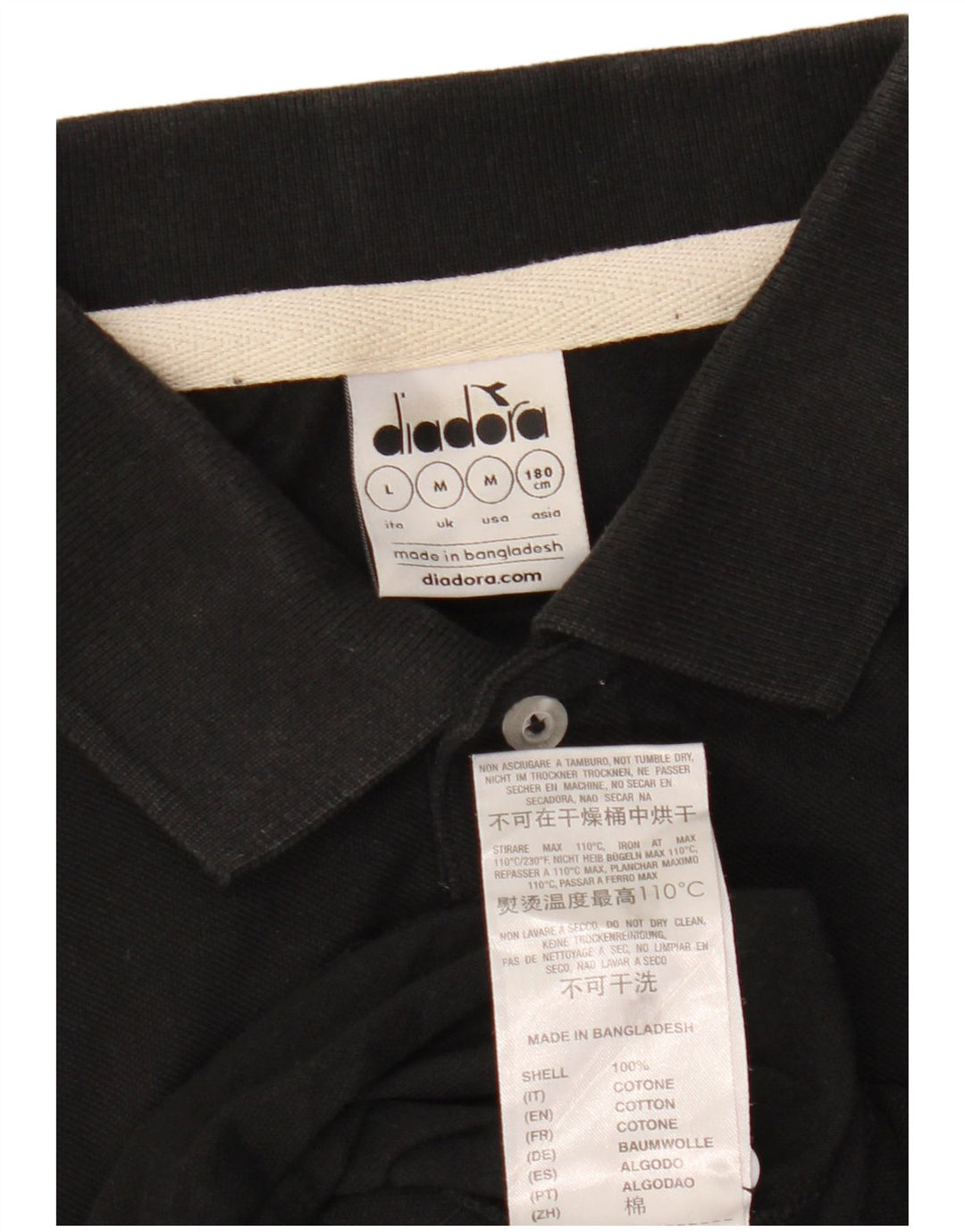 Polo Diadora Hombre Algodón Negro Mediano