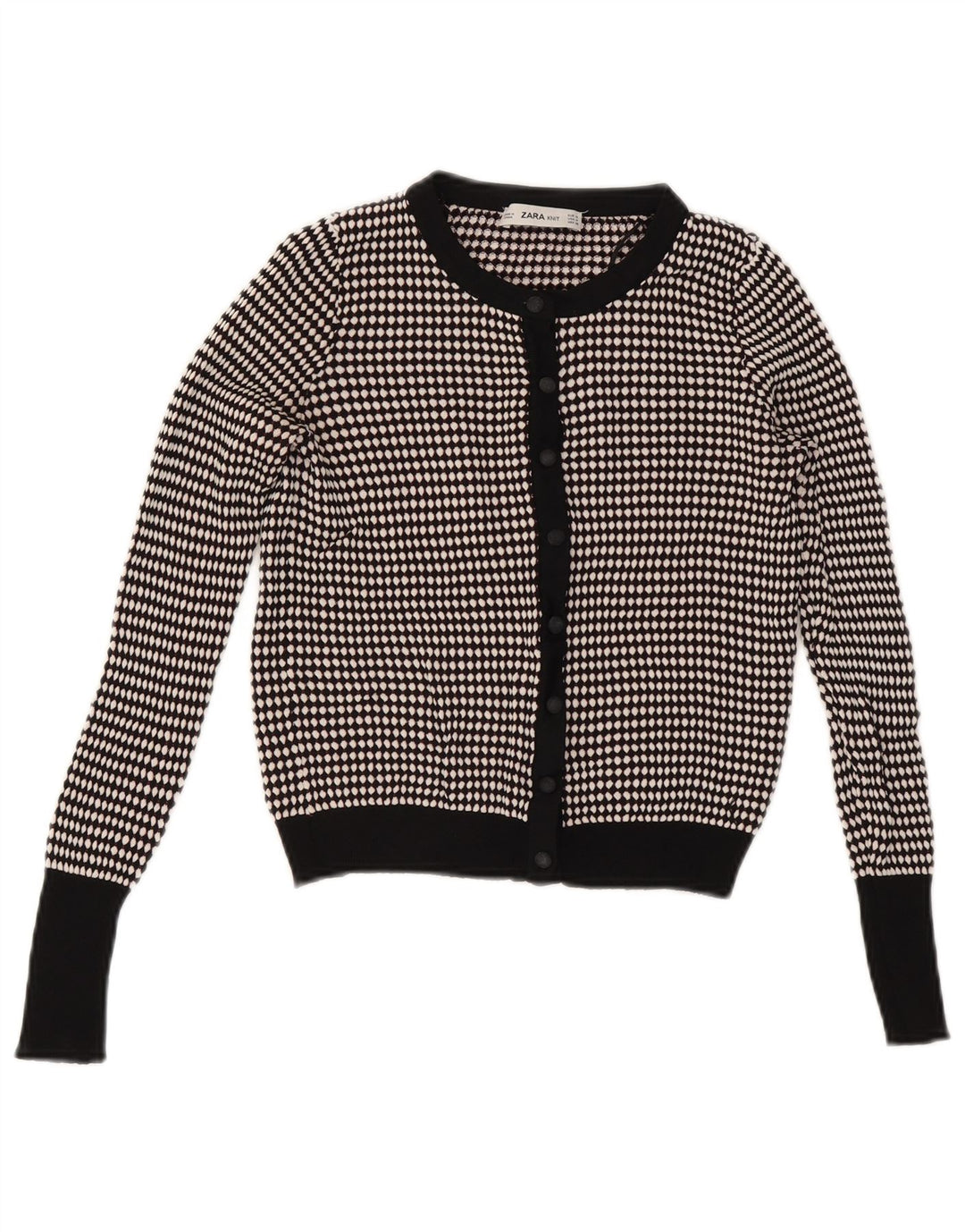 ZARA Mujer Crop Cardigan Suéter UK 40 Medio Viscosa Manchada Negra