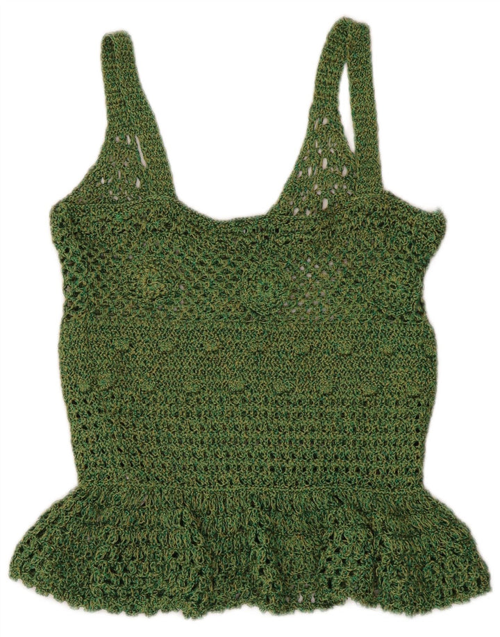 Zara Mujer Crochet Cami Top UK 8 Pequeño Poliéster Verde