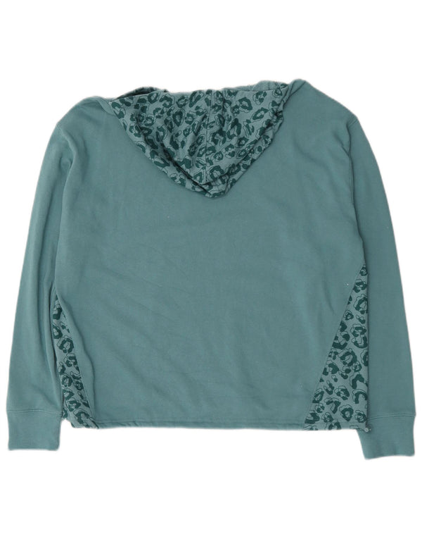 Champion Sudadera con capucha gráfica para mujer UK 46 Large Blue Animal Print