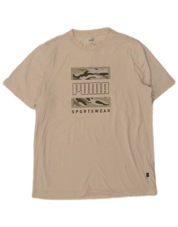 Puma Camiseta gráfica para hombre Top grande de algodón blanco roto